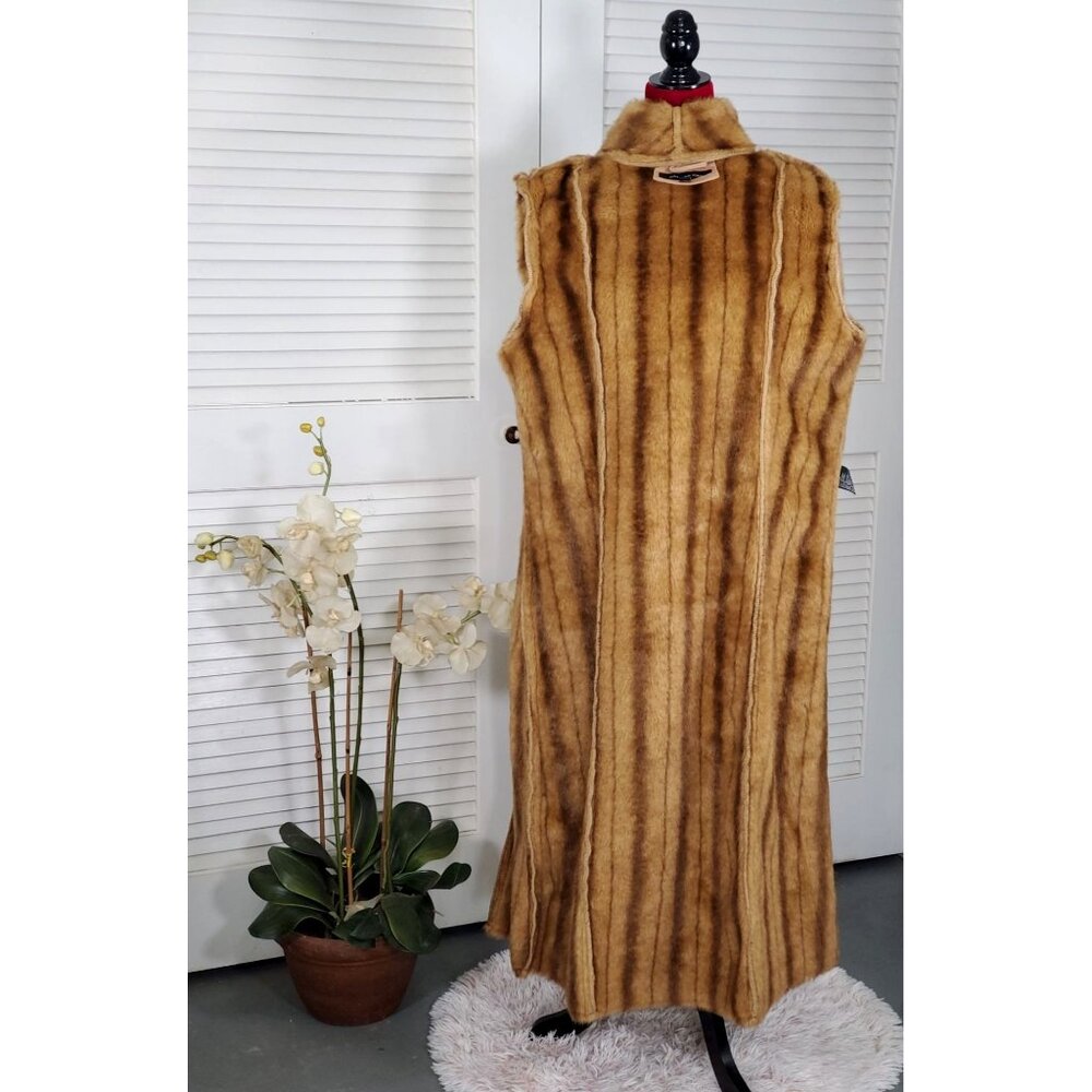 NWT Jones New York Women's Tan Suede Faux Fur Lined Long Jacket Sz L 1111 - Picture 14 of 16